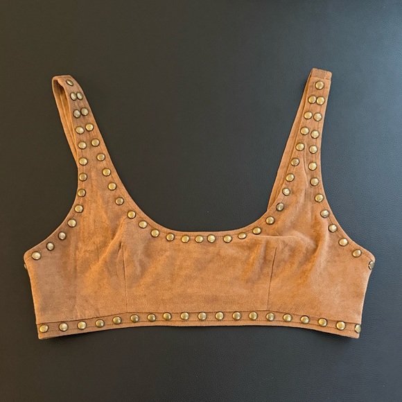 Forever 21 Brown Studded Crop Top & Flare Pants Y2K Set Size M - Picture 2 of 10